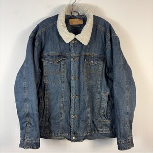 Wrangler Men's Sherpa Lined Denim Jacket Western Trucker Coat Blue XL